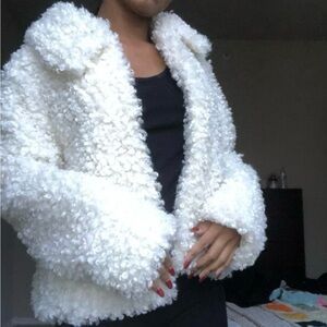 H&M Divided Faux Shearling Teddy Bear White Jacket Size US2